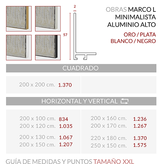 Medidas Marco Minimalista L alto XXL